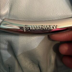 B. Makowsky Metallic Silver and blue gray Handbag